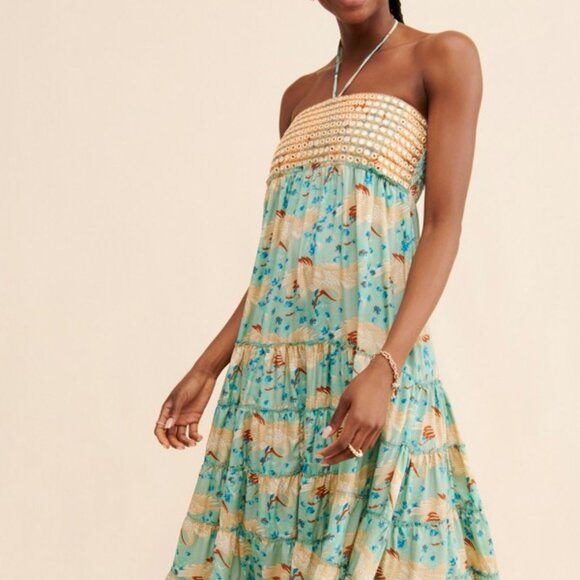 Raga Halter Top Midi Dress with Embroidered Detail Bust size large NWT - Picture 5 of 5